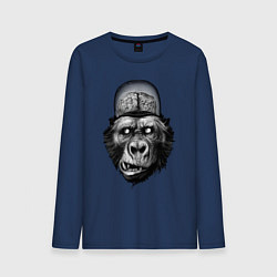 Лонгслив хлопковый мужской Gorilla brains, цвет: тёмно-синий