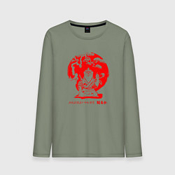 Лонгслив хлопковый мужской Медоеду на все ***, цвет: авокадо