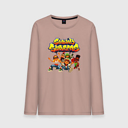 Лонгслив хлопковый мужской Subway Surfers персонажи, цвет: пыльно-розовый