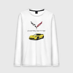 Лонгслив хлопковый мужской Chevrolet Corvette motorsport, цвет: белый