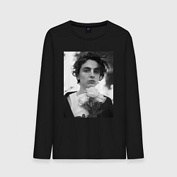 Лонгслив хлопковый мужской Timothee Chalamet с розами, цвет: черный