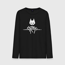 Лонгслив хлопковый мужской Stray: White Logo, цвет: черный