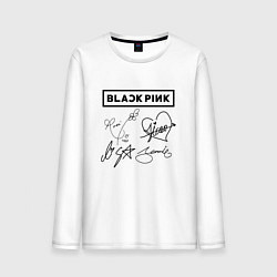 Лонгслив хлопковый мужской BLACKPINK АВТОГРАФЫ ЧЁРНЫЙ БЛЭКПИНК, цвет: белый
