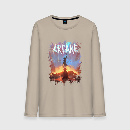 Мужской лонгслив JINX HERE WAS ARCANE LEAGUE OF LEGENDS ДЖИНКС / Миндальный – фото 1