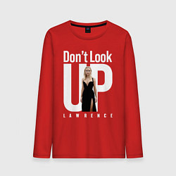 Лонгслив хлопковый мужской Dont look up: Jennifer Lawrence, цвет: красный