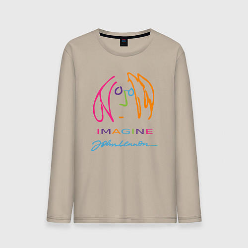 Мужской лонгслив Джон Леннон Автопортрет Автограф / Миндальный – фото 1