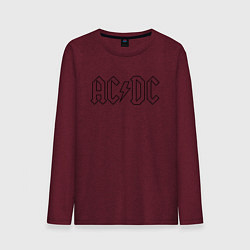 Лонгслив хлопковый мужской ACDC Logo Молния, цвет: меланж-бордовый