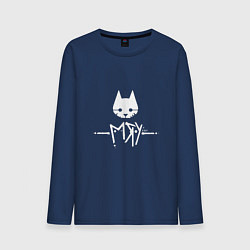 Лонгслив хлопковый мужской Stray: Мяу, цвет: тёмно-синий