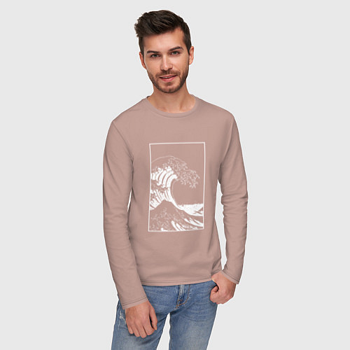 Мужской лонгслив Japan waves Японская волна / Пыльно-розовый – фото 3