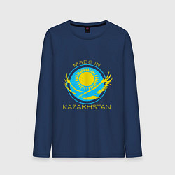 Лонгслив хлопковый мужской Сделано в Казахстане, цвет: тёмно-синий