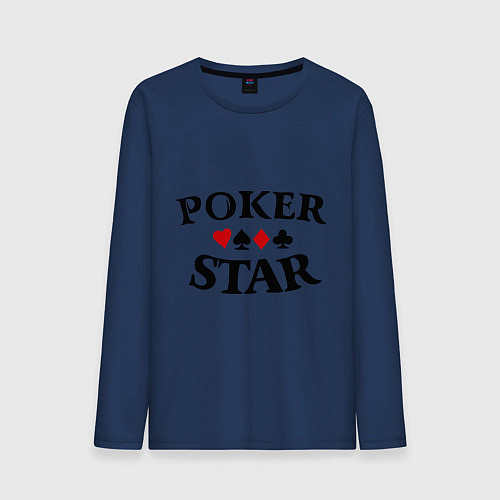 Мужской лонгслив Poker Star / Тёмно-синий – фото 1