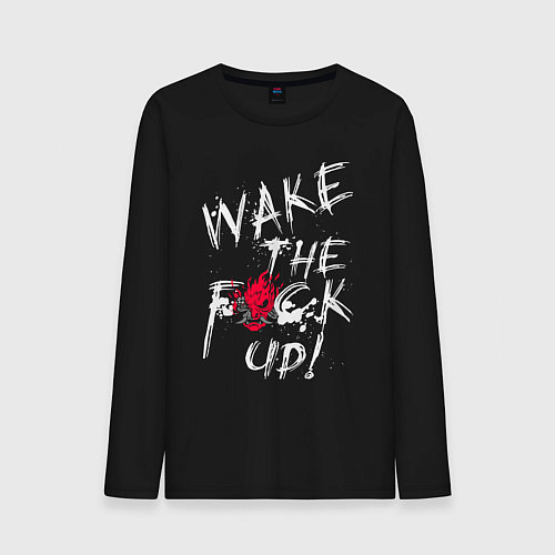 Мужской лонгслив WAKE THE F*CK UP! CYBERPUNK КИБЕРПАНК / Черный – фото 1