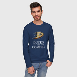 Лонгслив хлопковый мужской Ducks Are Coming, Анахайм Дакс, Anaheim Ducks, цвет: тёмно-синий — фото 2