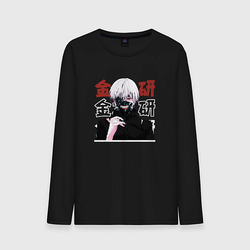 Мужской лонгслив Токийский гуль Tokyo Ghoul, Ken Kaneki Канеки Кен / Черный – фото 1