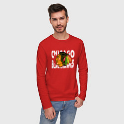 Лонгслив хлопковый мужской Чикаго Блэкхокс, Chicago Blackhawks, цвет: красный — фото 2