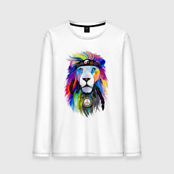 Лонгслив хлопковый мужской Color lion! Neon!, цвет: белый