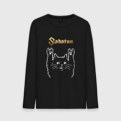 Лонгслив хлопковый мужской Sabaton Сабатон Рок кот, цвет: черный