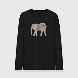 Лонгслив хлопковый мужской Африканский слон в попоне, цвет: черный