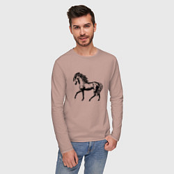 Лонгслив хлопковый мужской Мустанг Лошадь, цвет: пыльно-розовый — фото 2