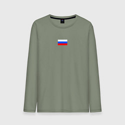 Лонгслив хлопковый мужской ФЛАГ РОССИИ МИНИМАЛИЗМ, цвет: авокадо