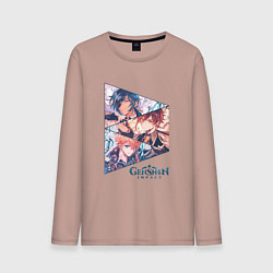 Лонгслив хлопковый мужской Кэйа, Чжун Ли, Тарталья, цвет: пыльно-розовый