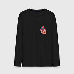 Лонгслив хлопковый мужской Анатомия Сердце, цвет: черный