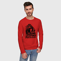 Лонгслив хлопковый мужской Обезьяна диджей, цвет: красный — фото 2
