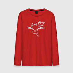 Лонгслив хлопковый мужской Пинг Понг ниндзя, цвет: красный