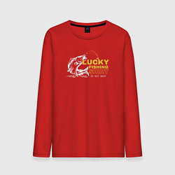Лонгслив хлопковый мужской Счастливая рыбацкая футболка не стирать, цвет: красный