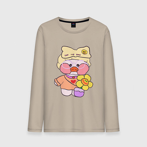 Мужской лонгслив Lalafanfan duck в очках / Миндальный – фото 1
