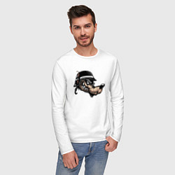 Лонгслив хлопковый мужской Cool wolf!, цвет: белый — фото 2