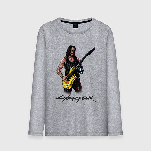 Мужской лонгслив Cyberpunk 2077 Johnny гитарист / Меланж – фото 1