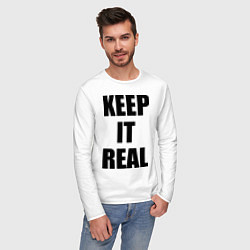 Лонгслив хлопковый мужской Keep it real, цвет: белый — фото 2