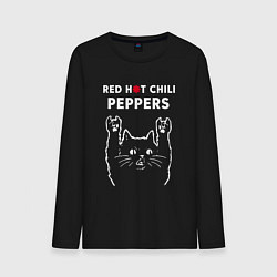 Лонгслив хлопковый мужской Red Hot Chili Peppers Рок кот, цвет: черный