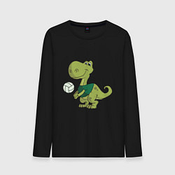 Лонгслив хлопковый мужской Volleyball Dinosaur, цвет: черный