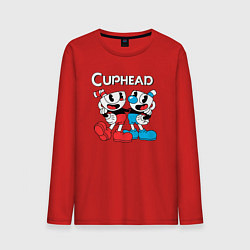 Лонгслив хлопковый мужской Cuphead Чашечки, цвет: красный