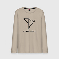 Лонгслив хлопковый мужской Мирный голубь, цвет: миндальный