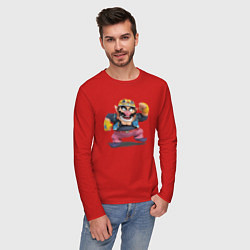 Лонгслив хлопковый мужской Wario Super Mario, цвет: красный — фото 2