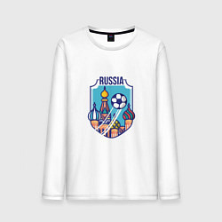 Лонгслив хлопковый мужской Football - Russia, цвет: белый