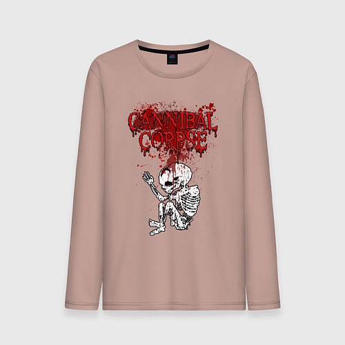 Мужской лонгслив Cannibal Corpse skeleton / Пыльно-розовый – фото 1