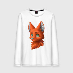 Лонгслив хлопковый мужской Милая лисичка Cute fox, цвет: белый