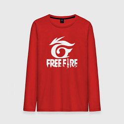 Лонгслив хлопковый мужской Free Fire - белый лого, цвет: красный