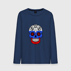Лонгслив хлопковый мужской Russian Skull, цвет: тёмно-синий