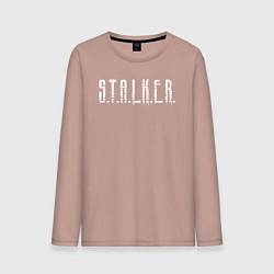 Лонгслив хлопковый мужской S T A L K E R - Logo, цвет: пыльно-розовый