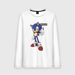 Лонгслив хлопковый мужской Sonic Hedgehog Video game, цвет: белый