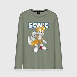 Лонгслив хлопковый мужской Майлз Тейлз Прауэр Sonic Видеоигра, цвет: авокадо