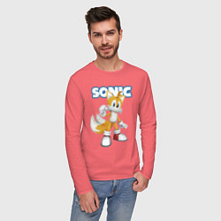 Лонгслив хлопковый мужской Майлз Тейлз Прауэр Sonic Видеоигра, цвет: коралловый — фото 2