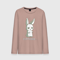 Лонгслив хлопковый мужской Заяц хочет кофе, цвет: пыльно-розовый