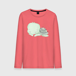Лонгслив хлопковый мужской Милая Черепашка Спит, цвет: коралловый