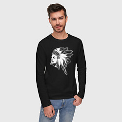 Лонгслив хлопковый мужской Ленин вождь СССР, цвет: черный — фото 2